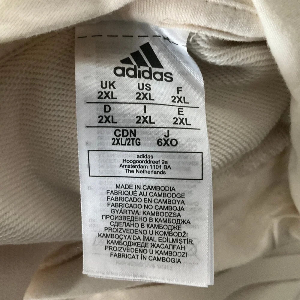 Adidas Mens XXL Cream Graphic‎ Logo Pullover Hoodie Off White Sportswear Comfy